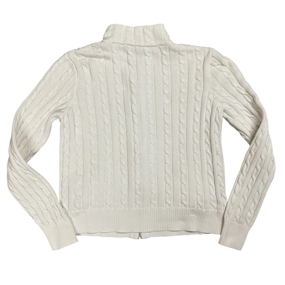 Ralph Lauren Sport Women's XL White Cream Full Zip Cable Knit Sweater Jacket - Picture 2 of 6
